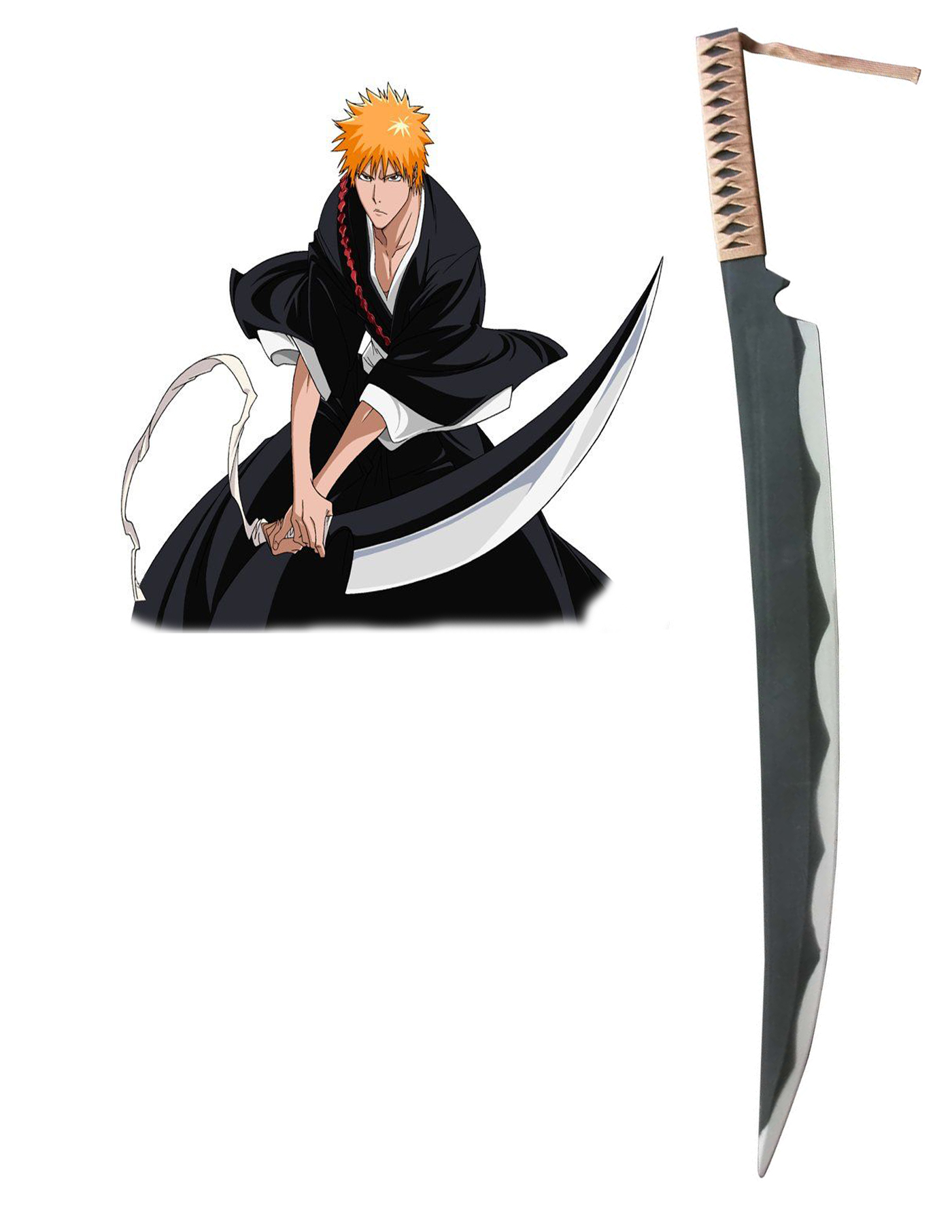 Bleach Ichigo Kurosaki Zanpakutou Tensa Zangetsu Cosplay Weapon